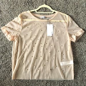 Mesh Sheer Zara Blouse Pearl Detail